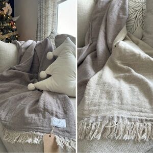 Linen Throw Blanket - Atmosphere Throw (Brown)